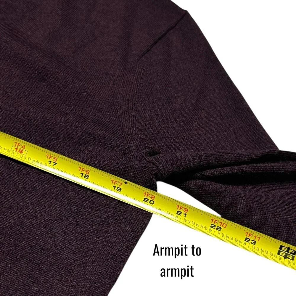 Banana Republic 100% Merino Wool V-Neck Pullover‎ in Wine Quiet Luxury Capsule M